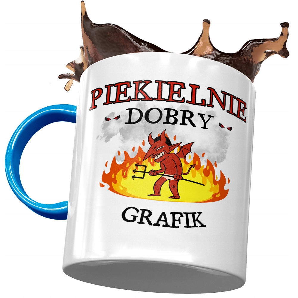 Kubek Błękitny Dla Grafika Piekielnie Dobry Grafik Z Nadrukiem Ze Zdjęciem