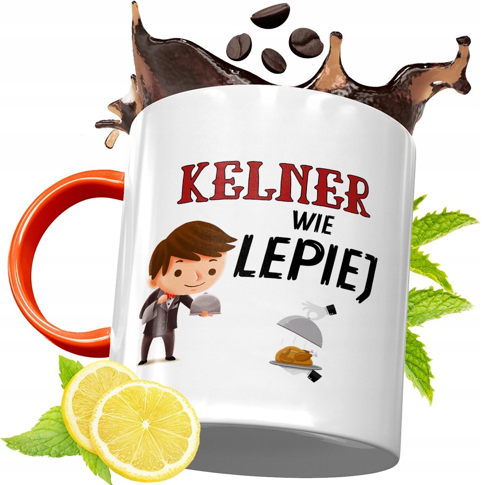 Kubek Pomarańczowy Dla Kelnera Prezent Z Nadrukiem Ze Zdjęciem