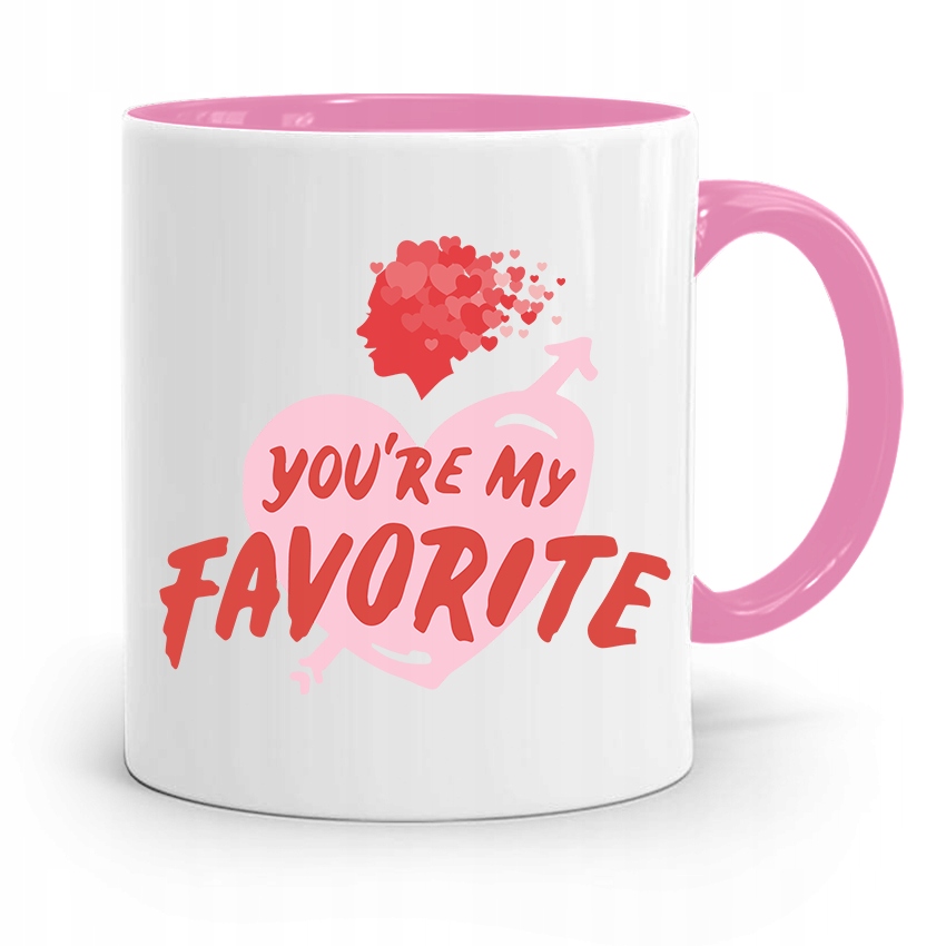 Kubek Różowy Na Walentynki You're My Favorite Z Nadrukiem Ze Zdjęciem