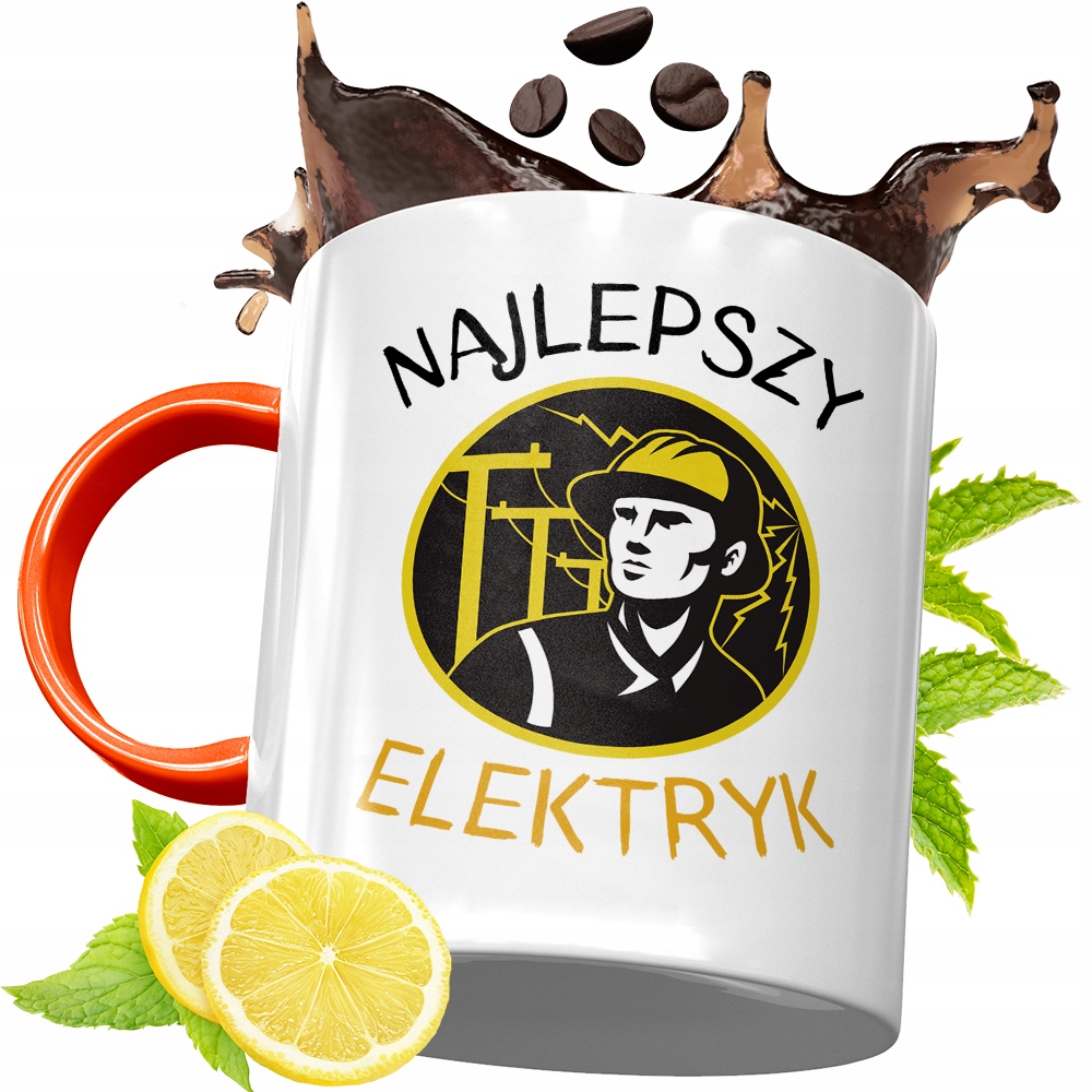 Kubek Pomarańczowy Dla Elektryka Idealny Prezent Z Nadrukiem Ze Zdjęciem