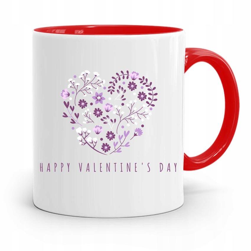 Kubek Czerwony Na Walentynki Happy Valentines Day Z Nadrukiem Ze Zdjęciem