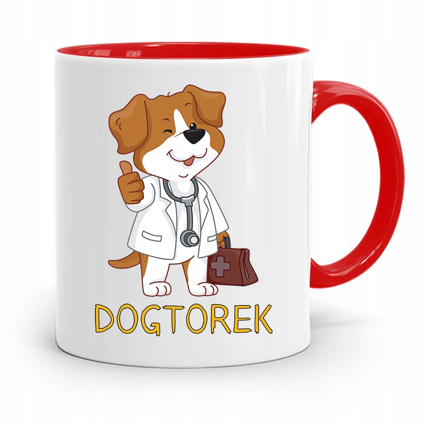 Kubek Czerwony Weterynarza Dogtorek Prezent Z Nadrukiem Ze Zdjęciem