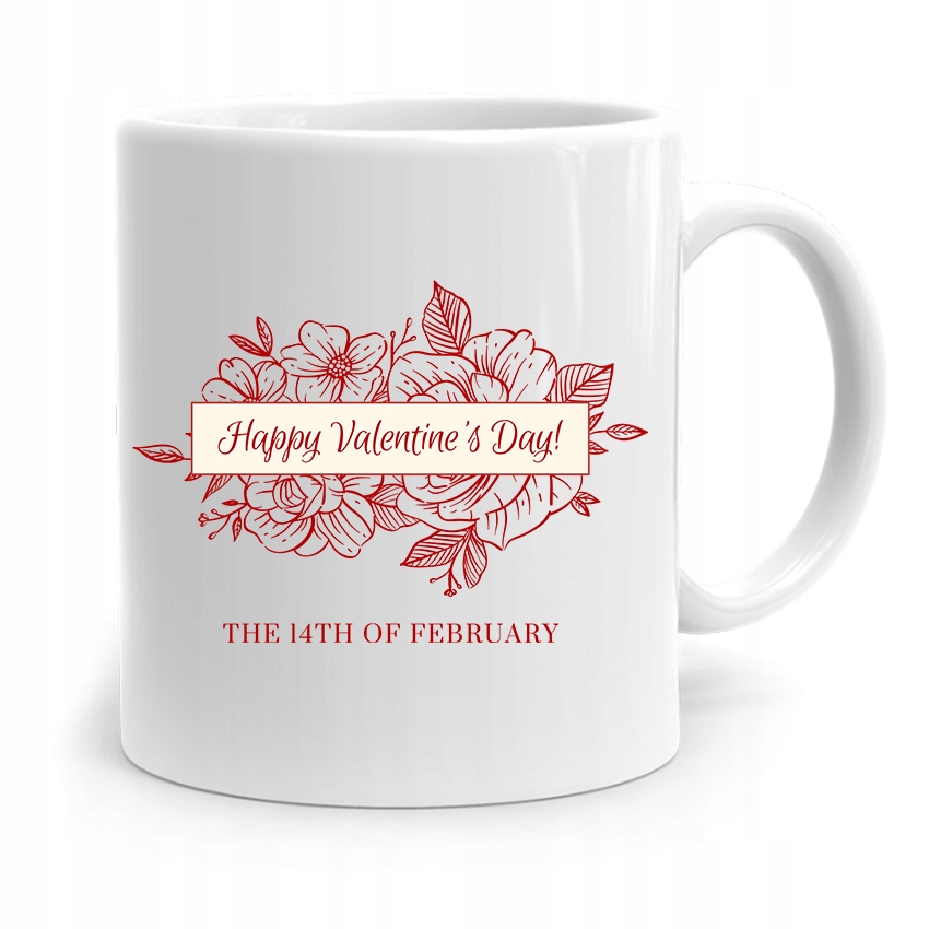 Kubek Prezent Na Walentynki Happy Valentine's Day Z Nadrukiem Ze Zdjęciem