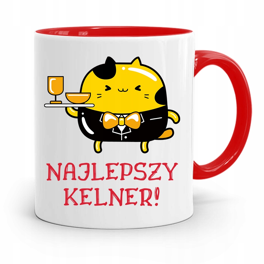 Dla Kelnera Kubek Czerwony Najlepszy Kelner Z Nadrukiem Ze Zdjęciem