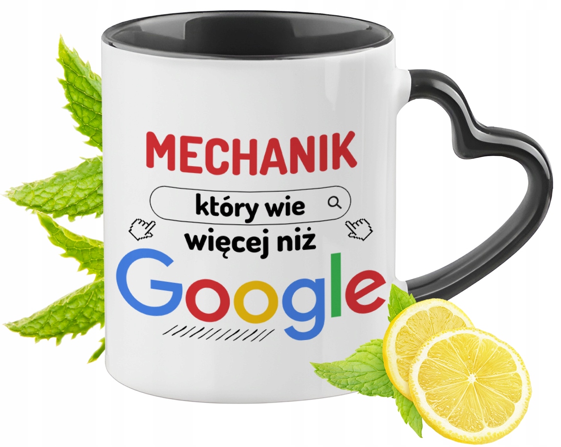 Dla Mechanika Kubek Czarny Z Uszkiem W Kształcie Serca Na Prezent