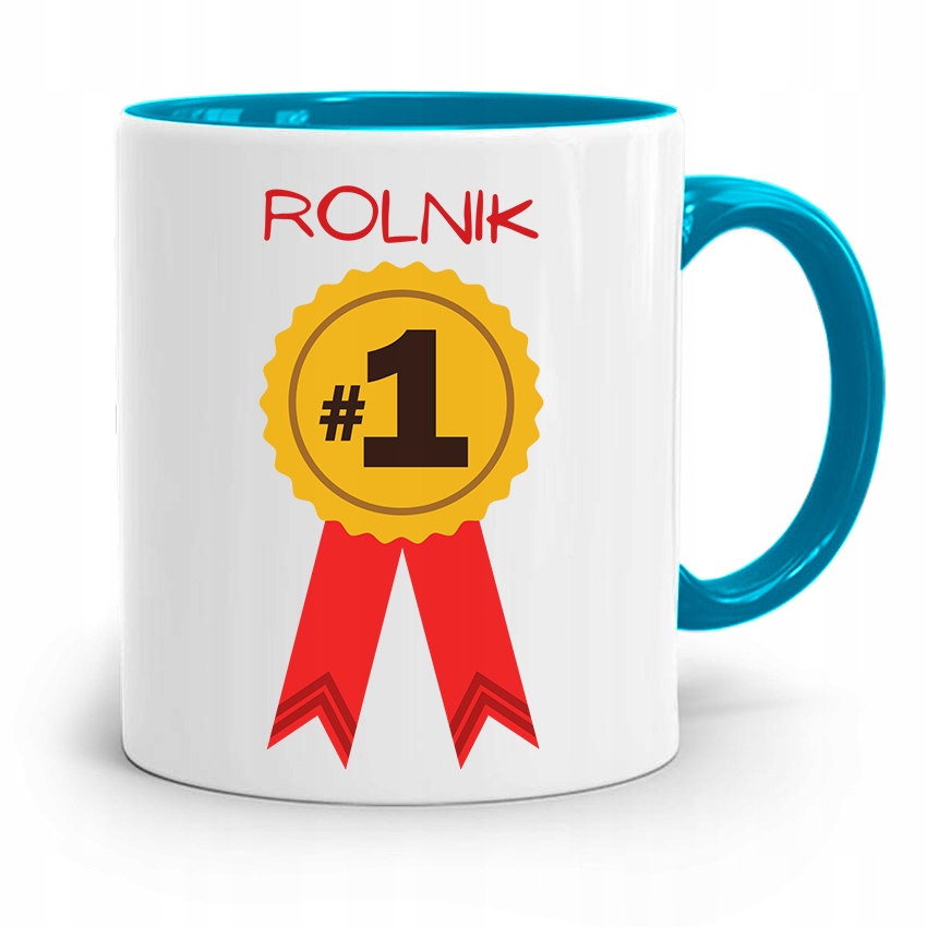 Dla Rolnika Kubek Błękitny Rolnik Numer Jeden Z Nadrukiem Ze Zdjęciem