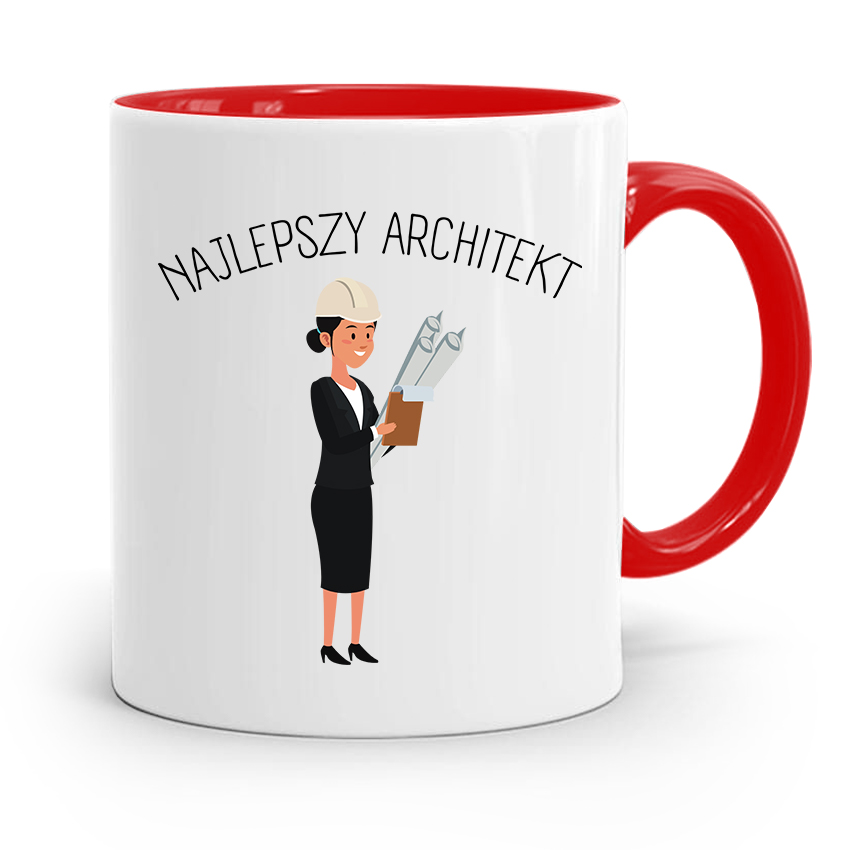 Kubek Czerwony Architekta Najlepszy Architekt Z Nadrukiem Ze Zdjęciem