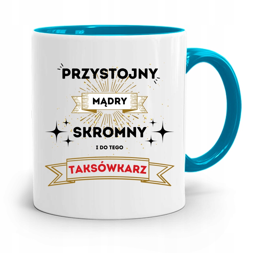 Kubek Błękitny Dla Taksówkarza Przystojny Mądry Z Nadrukiem Ze Zdjęciem