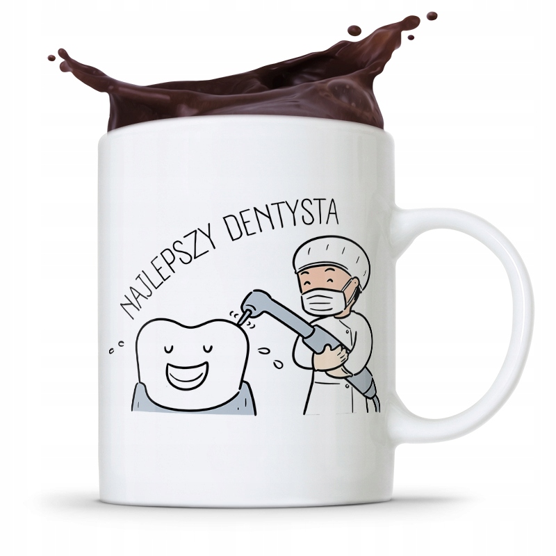 Kubek Prezent Dla Dentysty Gotowy By Pomagać Z Nadrukiem Ze Zdjęciem