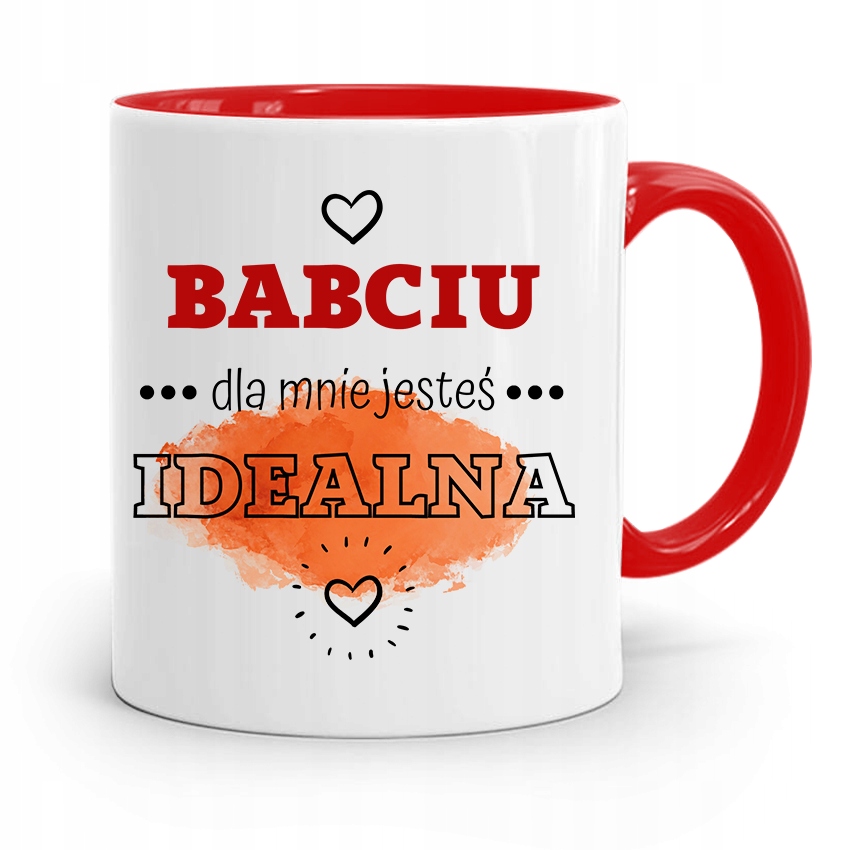 Kubek Czerwony Dla Babci Babciu Jesteś Idealna Z Nadrukiem Ze Zdjęciem