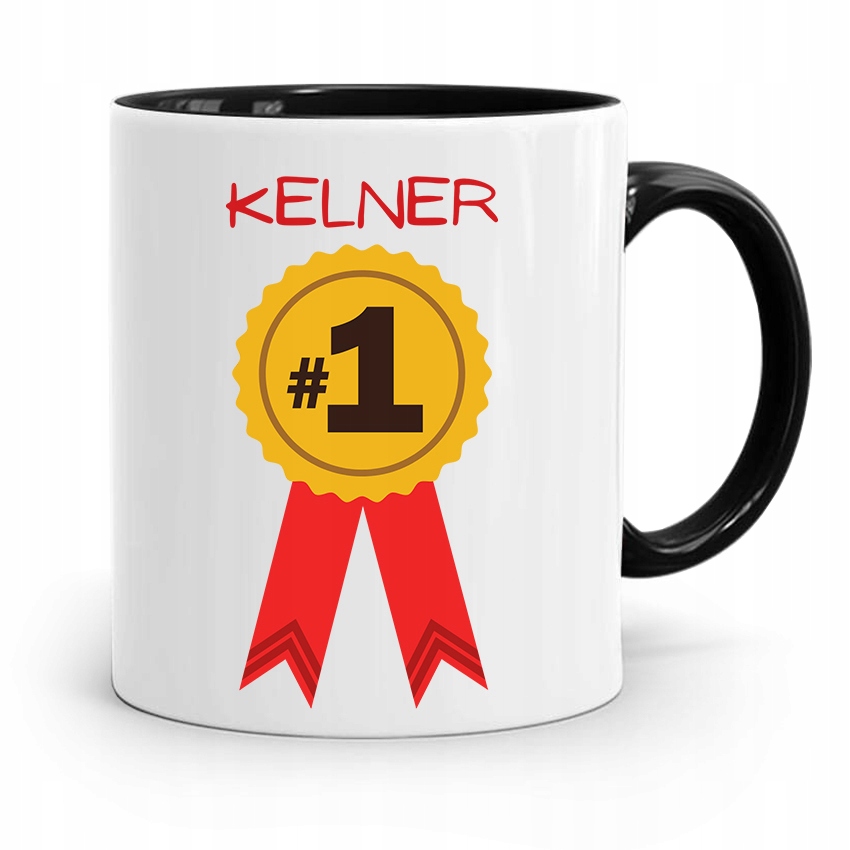 Dla Kelnera Kubek Czarny Kelner Numer Jeden Z Nadrukiem Ze Zdjęciem