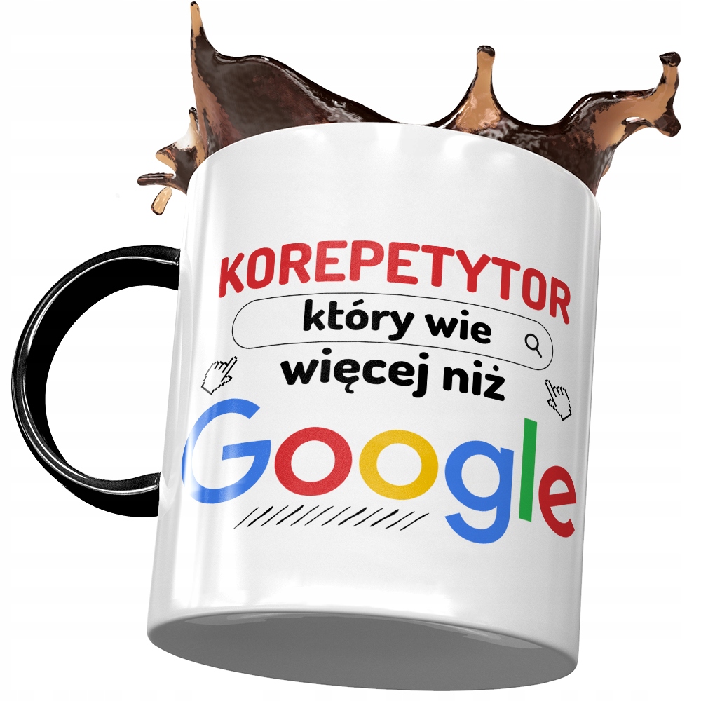 Kubek Czarny Dla Korepetytora Więcej Niż Google Z Nadrukiem Ze Zdjęciem