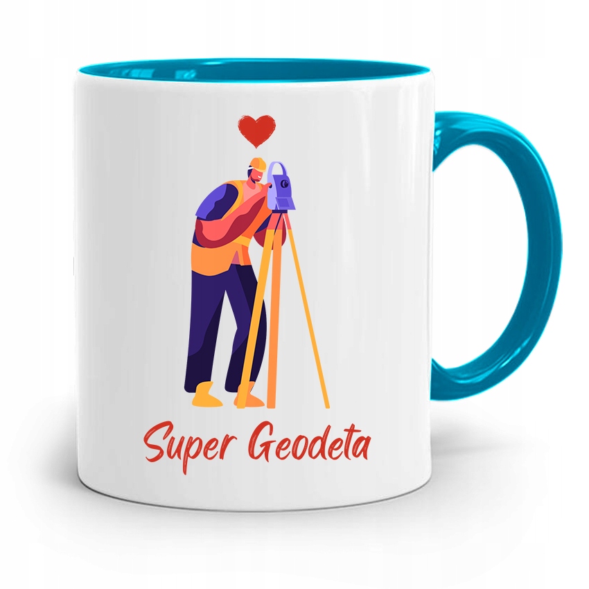 Kubek Błękitny Dla Geodety Super Geodeta Z Nadrukiem Ze Zdjęciem