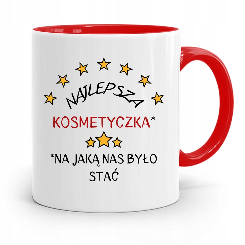 Kubek Czerwony Dla Kosmetyczki Najlepsza Na Jaką Z Nadrukiem Ze Zdjęciem