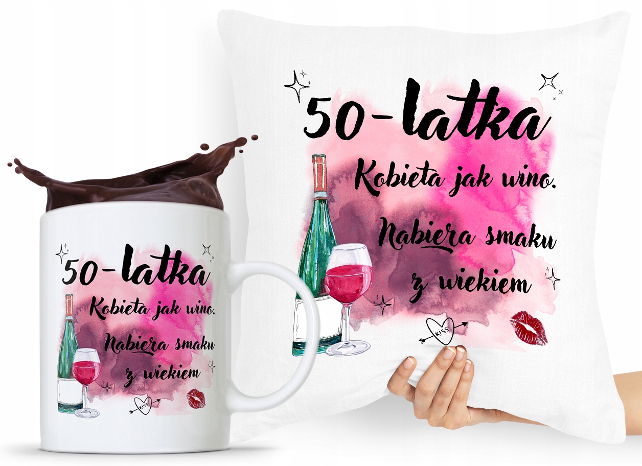 Zestaw Poduszka + Kubek Na Urodziny 50 50Te 50-Te Z Nadrukiem Ze Zdjęciem