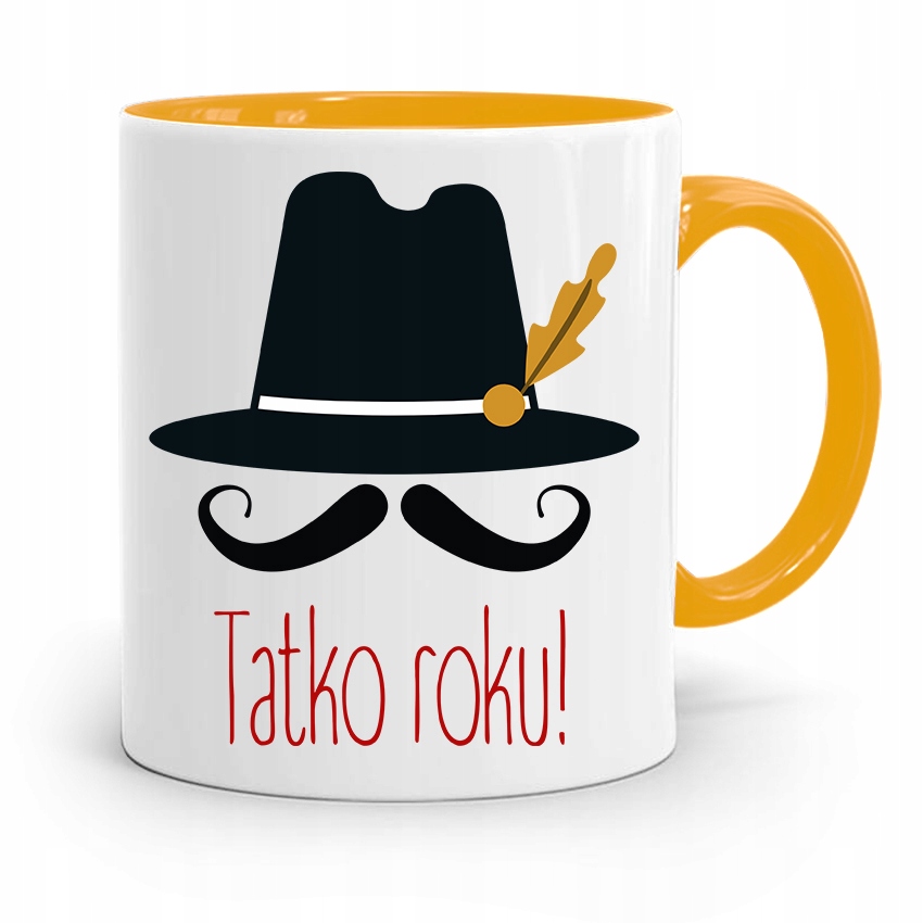 Kubek Żółty Dzień Ojca Dla Taty Tatko Roku! Z Nadrukiem Ze Zdjęciem