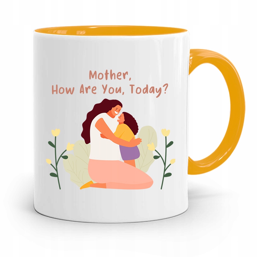 Kubek Żółty Prezent Dla Mamy How Are You Today? Z Nadrukiem Ze Zdjęciem