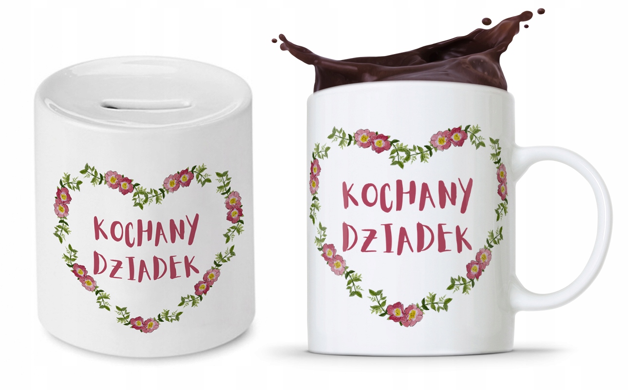 Zestaw Dla Dziadka Dzień Dziadka Kubek + Skarbonka Z Nadrukiem Ze Zdjęciem