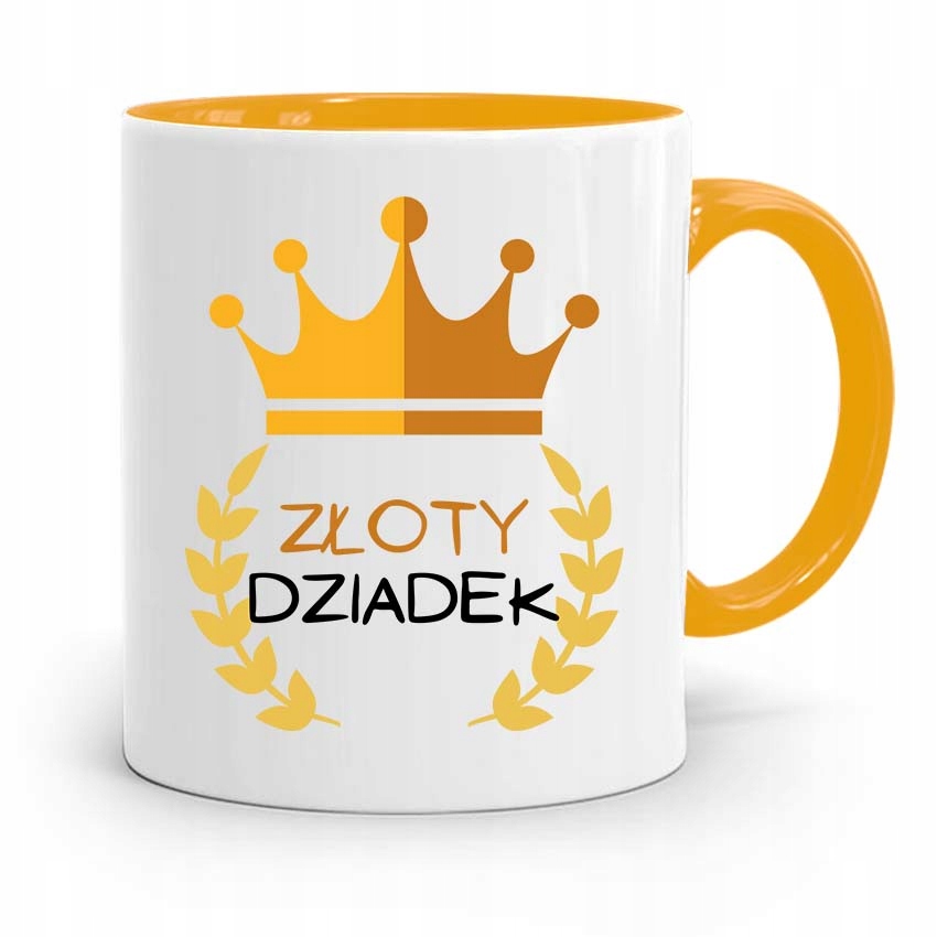 Kubek Żółty Prezent Na Dzień Dziadka Złoty Dziadek Z Nadrukiem Ze Zdjęciem