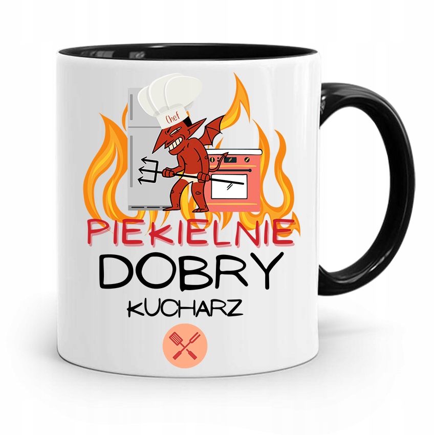 Kubek Czarny Dla Piekielnie Dobrego Kucharza Z Nadrukiem Ze Zdjęciem