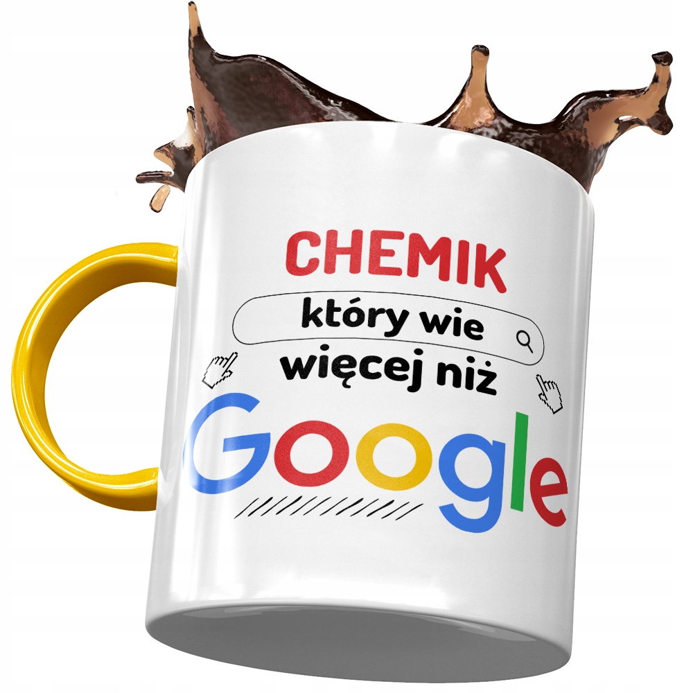 Kubek Żółty Dla Chemika Wie Więcej Niż Google Z Nadrukiem Ze Zdjęciem