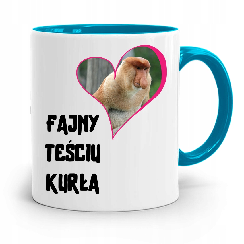 Kubek Błękitny Prezent Dla Teścia Fajny Teść Kurła Z Nadrukiem Ze Zdjęciem