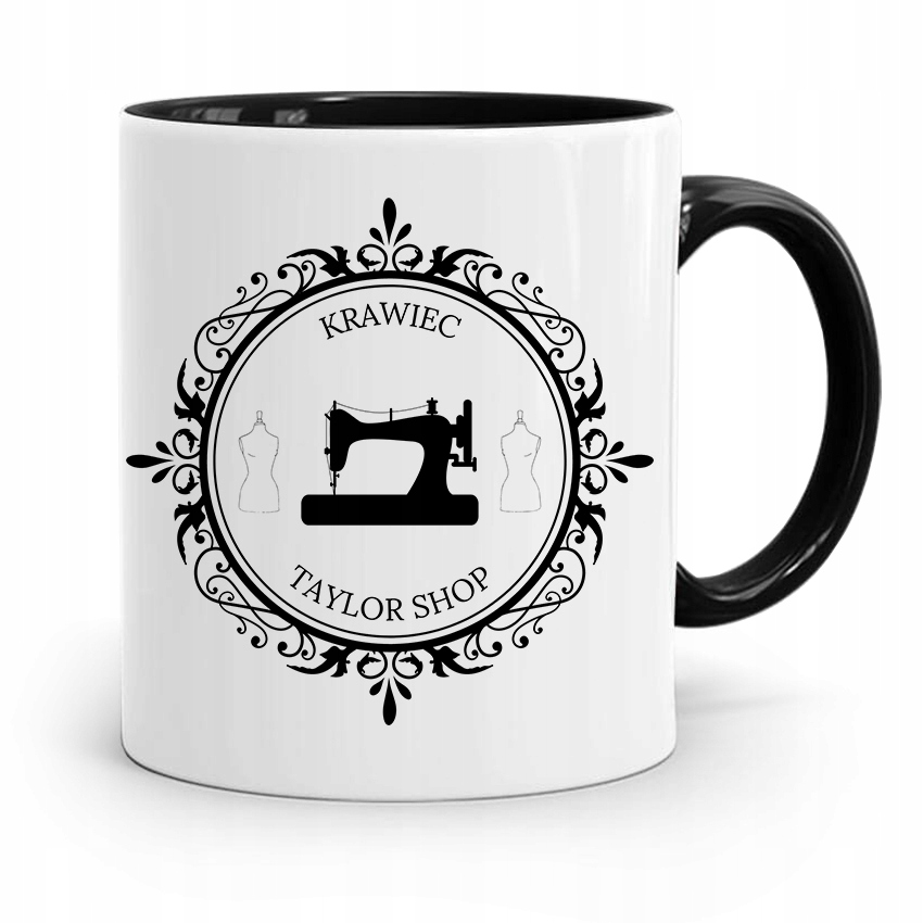 Kubek Czarny Dla Krawca Krawiec Taylor Shop Z Nadrukiem Ze Zdjęciem