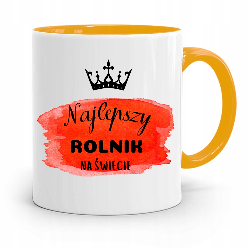 Dla Rolnika Kubek Zółty Najlepszy Rolnik Świata Z Nadrukiem Ze Zdjęciem