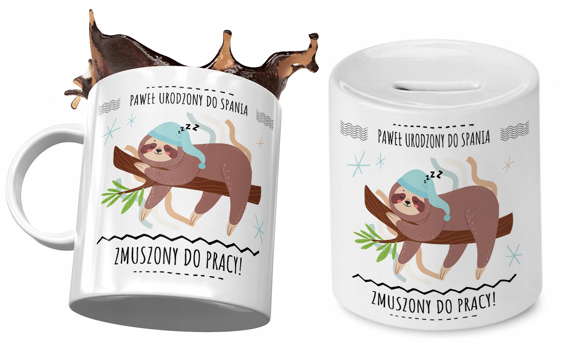 Dla Pawła Zestaw Kubek + Skarbonka Na Prezent Z Nadrukiem Ze Zdjęciem