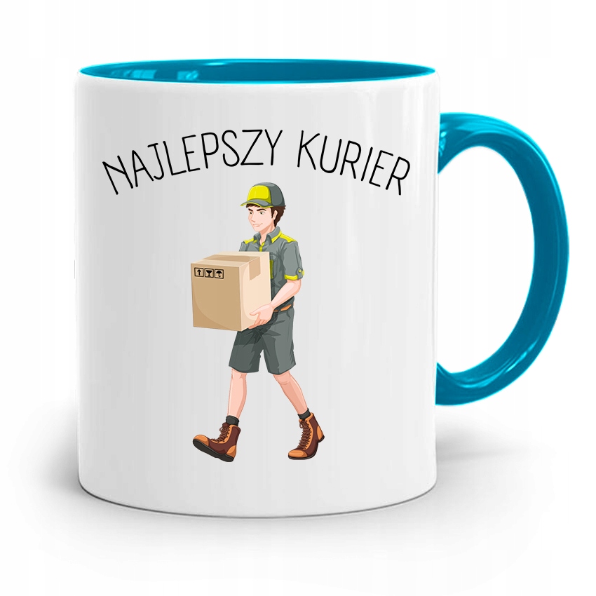 Kubek Błękitny Dla Kuriera Najlepszy Kurier Z Nadrukiem Ze Zdjęciem