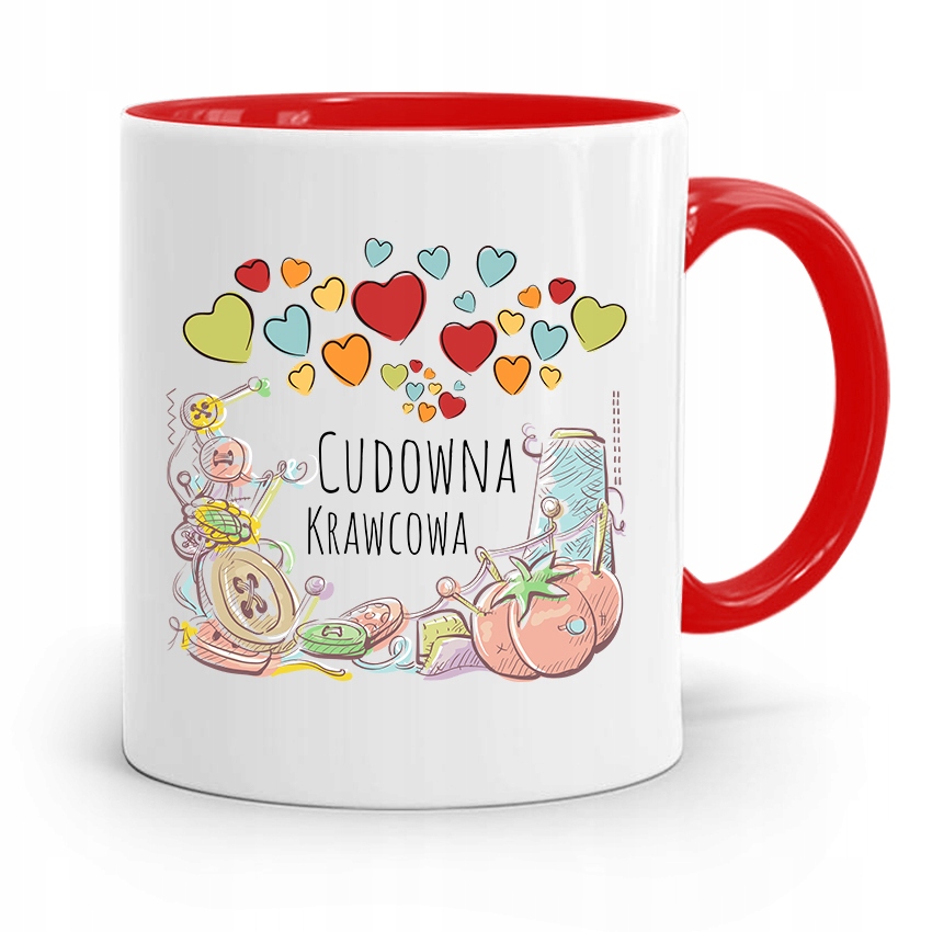 Kubek Czerwony Krawca Krawcowej Cudowna Krawcowa Z Nadrukiem Ze Zdjęciem