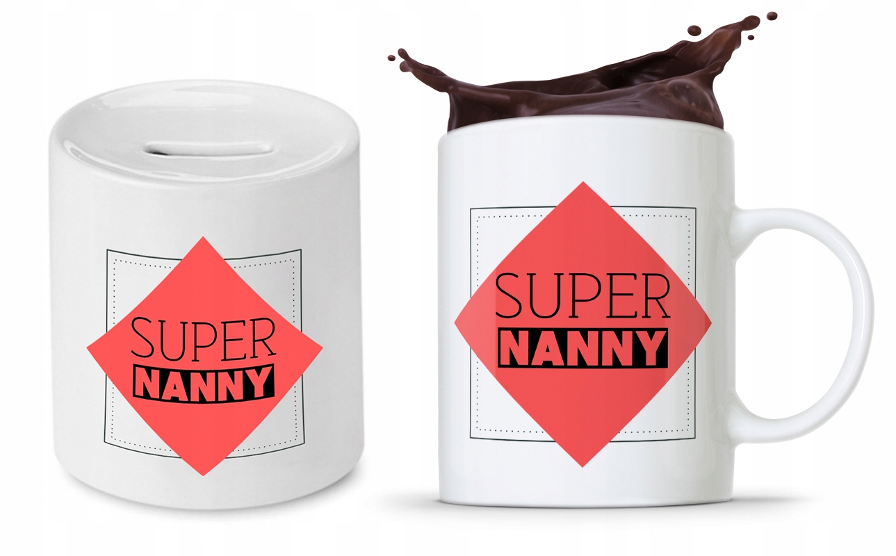 Zestaw Dla Niani Opiekunki Kubek + Skarbonka Z Nadrukiem Ze Zdjęciem