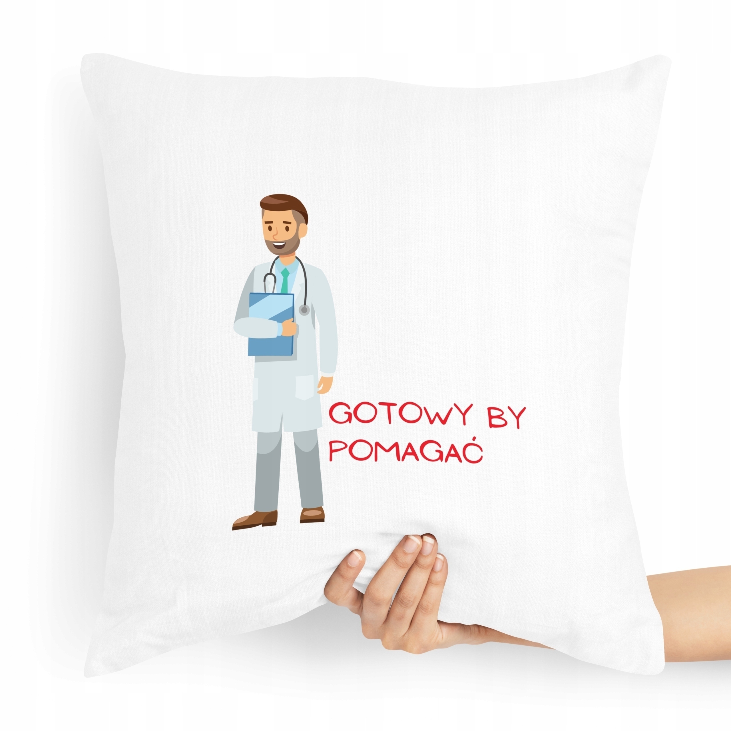 Poduszka Prezent Dla Doktora Gotowy By Pomagać Z Nadrukiem Ze Zdjęciem