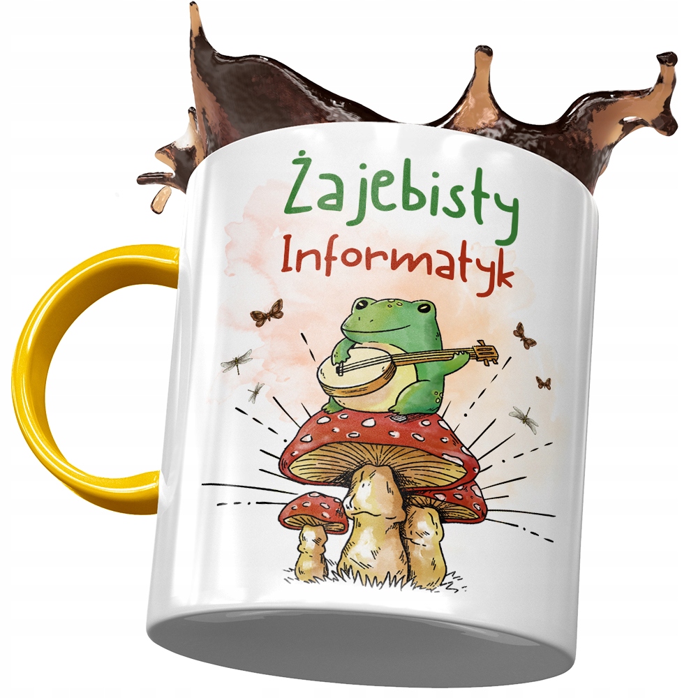 Kubek Żółty Dla Informatyka Żajebisty Informatyk Z Nadrukiem Ze Zdjęciem