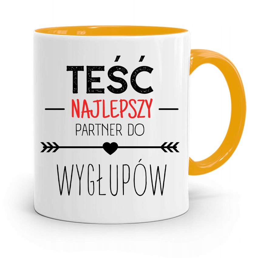 Kubek Żółty Dla Teścia Najlepszy Partner Prezent Z Nadrukiem Ze Zdjęciem