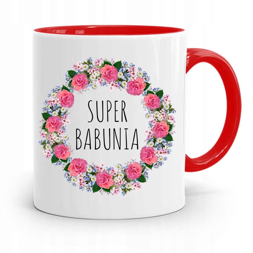 Kubek Czerwony Dla Babci Super Babunia Z Nadrukiem Ze Zdjęciem