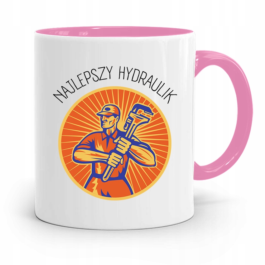 Kubek Różowy Prezent Dla Najlepszego Hydraulika Z Nadrukiem Ze Zdjęciem