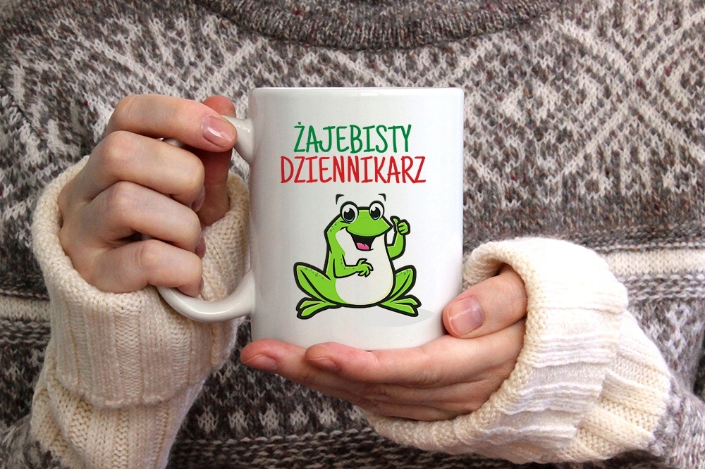 Kubek Czerwony Prezent Dla Dziennikarza Reportera Z Nadrukiem Ze Zdjęciem