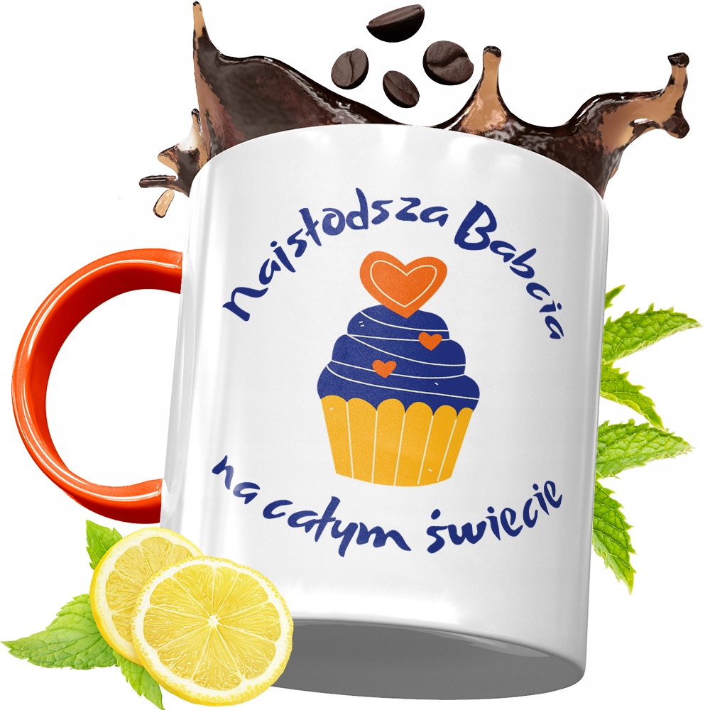 Kubek Pomarańczowy Dla Babci Dzień Babci Prezent Z Nadrukiem Ze Zdjęciem