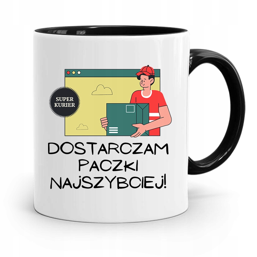 Kubek Czarny Dla Kuriera Dostarczam Najszybciej Z Nadrukiem Ze Zdjęciem