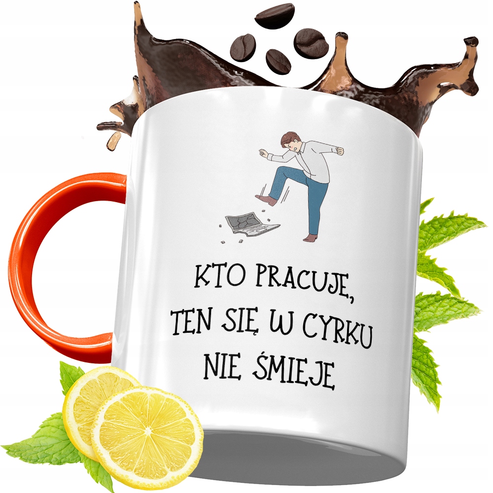 Kubek Pomarańczowy Dla Pracownika Prezent Z Nadrukiem Ze Zdjęciem