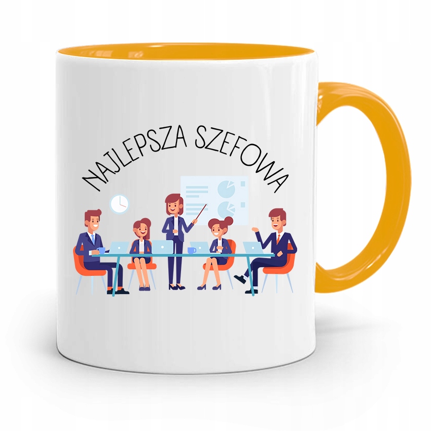 Kubek Żółty Prezent Dla Szefa Najlepsza Szefowa Z Nadrukiem Ze Zdjęciem