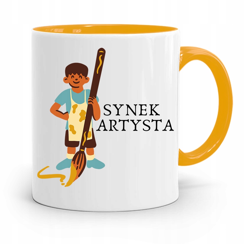 Kubek Żółty Prezent Dla Syna Dziecka Synek Artysta Z Nadrukiem Ze Zdjęciem