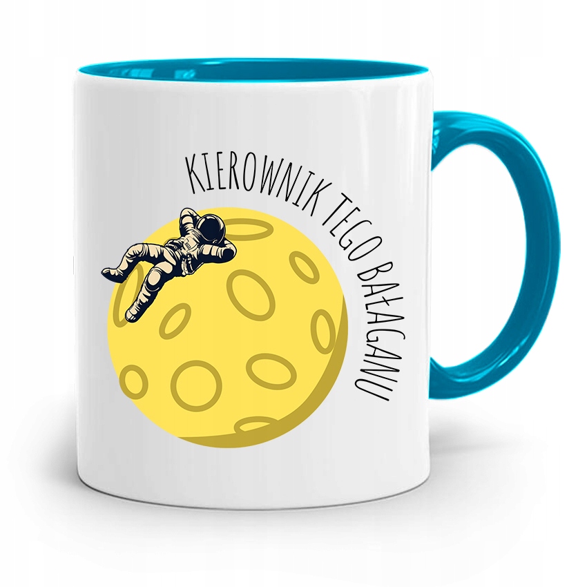 Kubek Błękitny Dla Szefa Kierownik Tego Bałaganu Z Nadrukiem Ze Zdjęciem