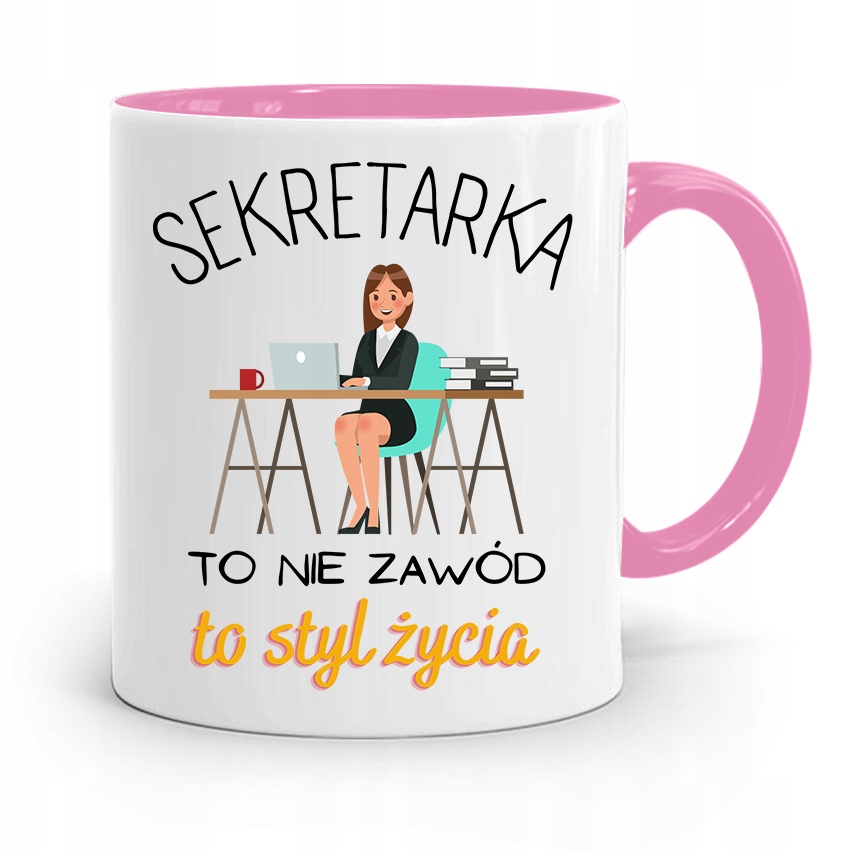 Kubek Różowy Prezent Dla Sekretarki To Styl Życia Z Nadrukiem Ze Zdjęciem