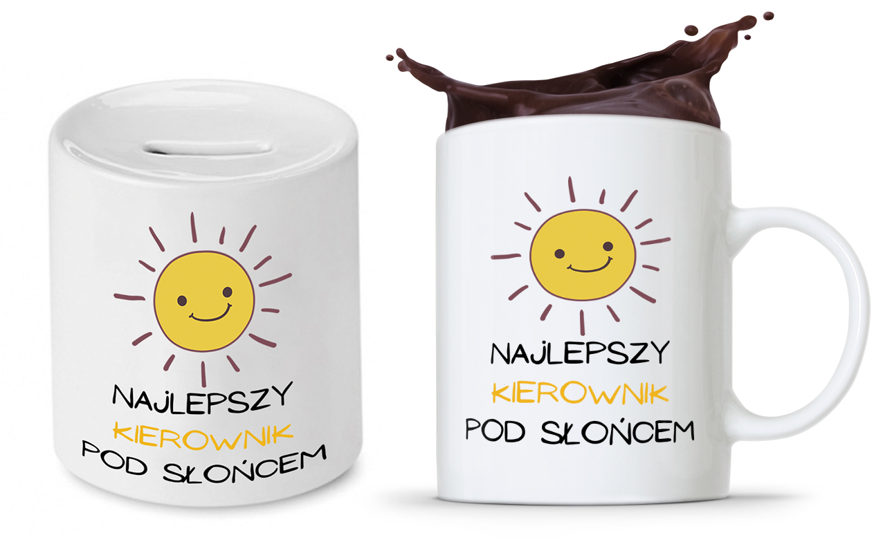 Dla Kierownika Zestaw Kubek + Skarbonka Prezent Z Nadrukiem Ze Zdjęciem
