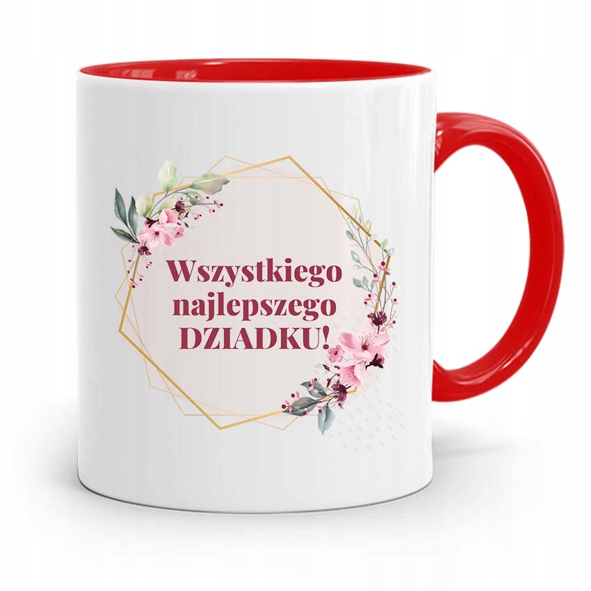Kubek Czerwony Dla Dziadka Wszystkiego Najlepszego Z Nadrukiem Ze Zdjęciem