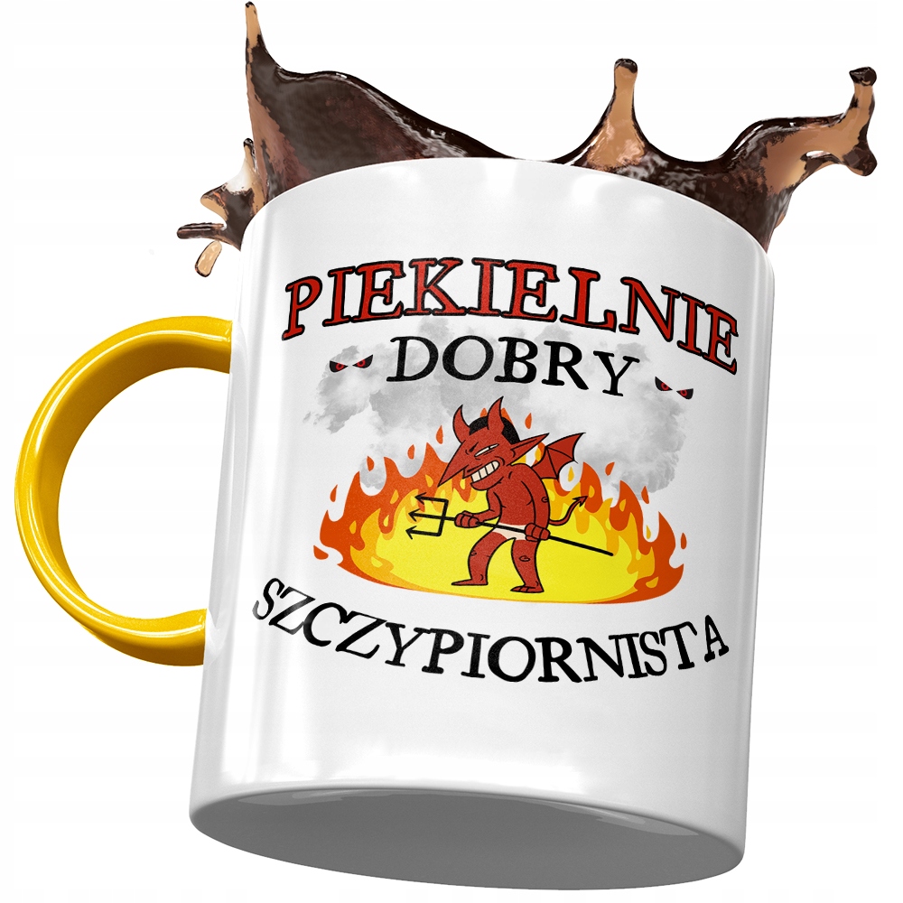 Kubek Żółty Dla Szczypiornisty Piekielnie Dobry Z Nadrukiem Ze Zdjęciem