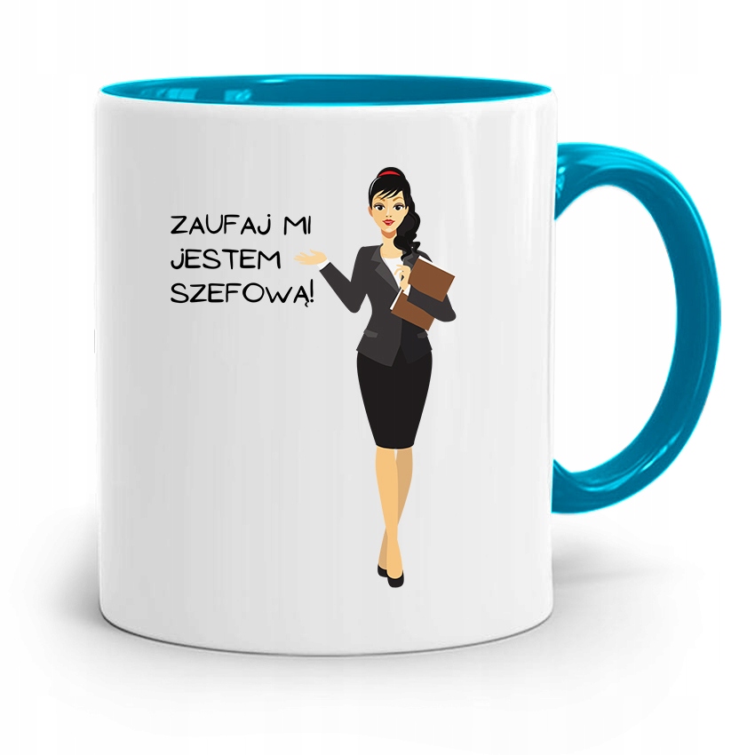 Kubek Błękitny Dla Szefa Zaufaj Mi Jestem Prezent Z Nadrukiem Ze Zdjęciem