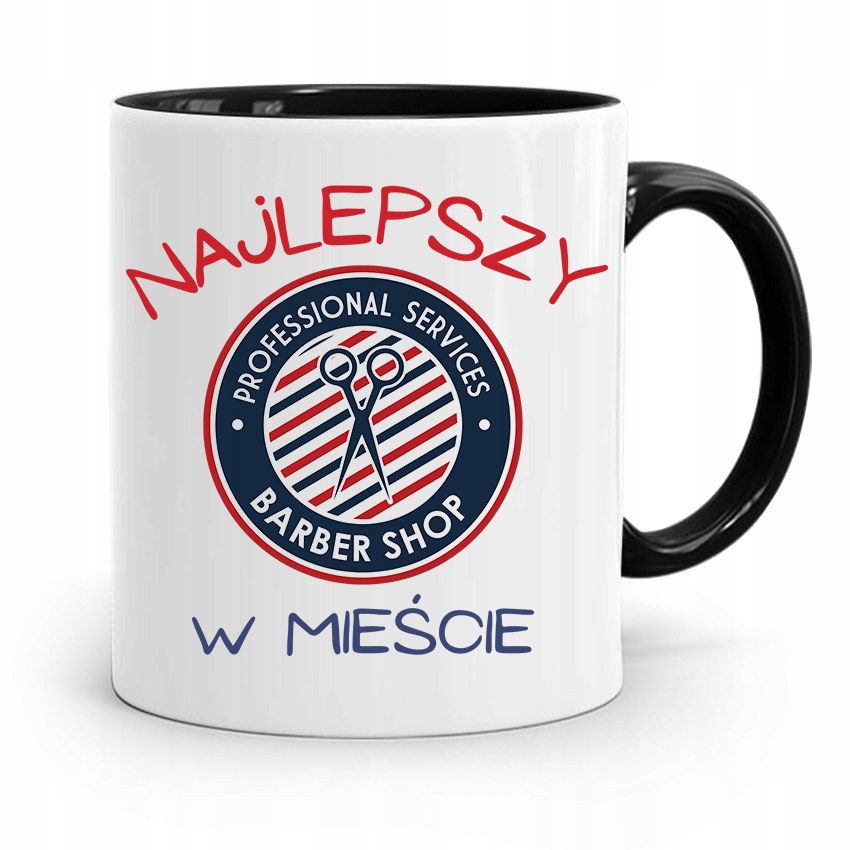 Kubek Czarny Fryzjera Najlepszy W Mieście Prezent Z Nadrukiem Ze Zdjęciem